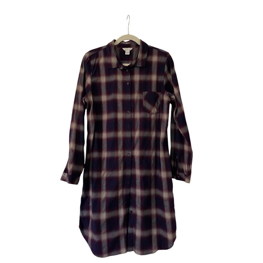 Garnet Hill Organic Flannel Shirt Dress - 12